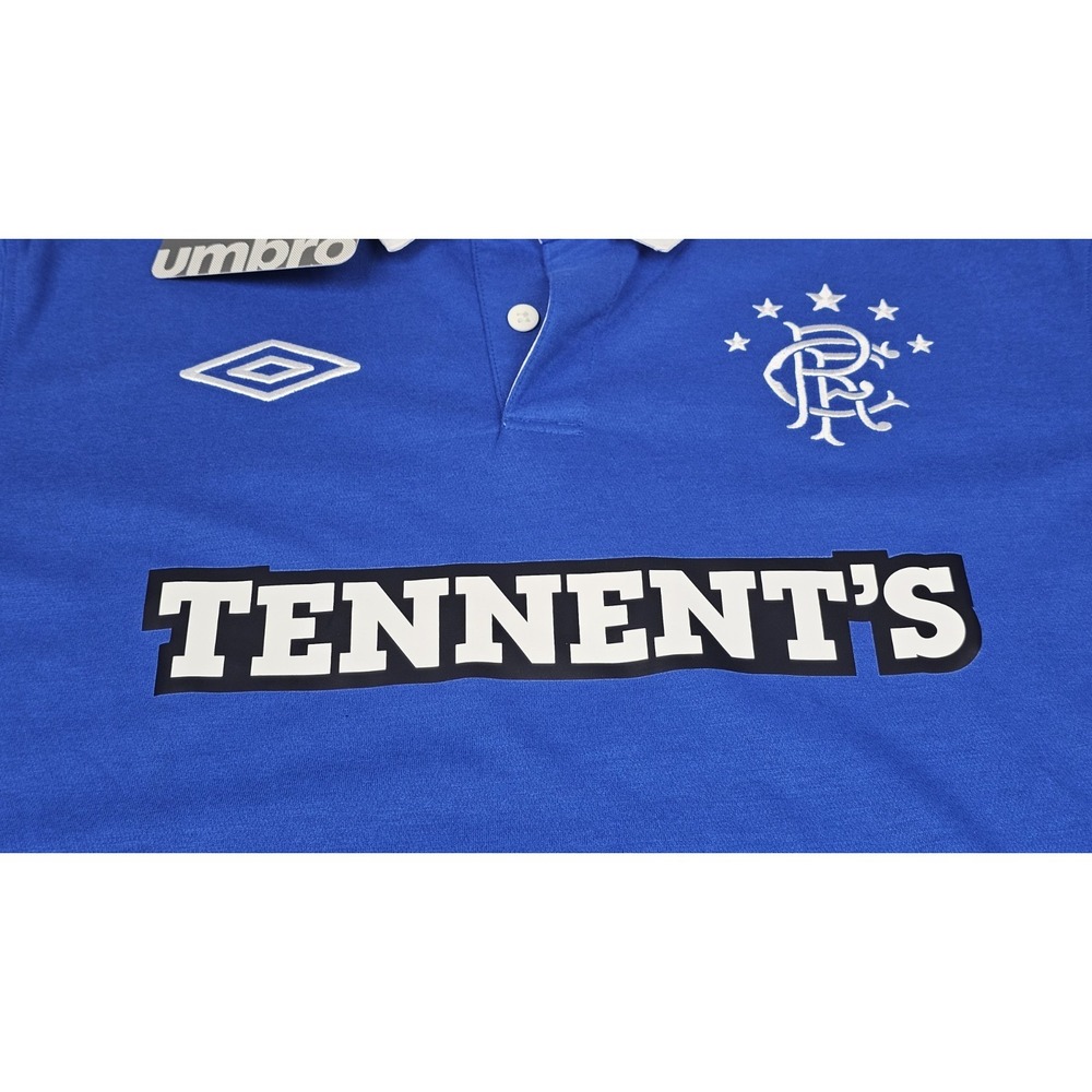 Vintage Umbro Glasgow Rangers Polo Shirt Soccer Jersey Mens Large #7 Freeman - Picture 3 of 9